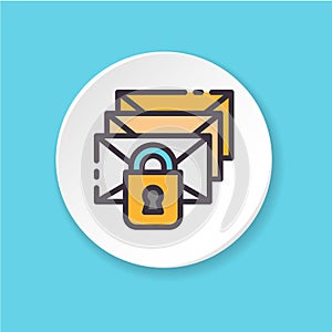 Vector flat icon blocked message. Spam.