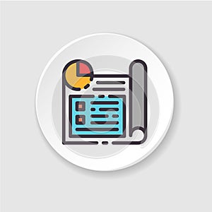 Vector flat icon business planning. Button for web or mobile app.