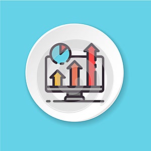Vector flat icon business screen. Button for web or mobile app