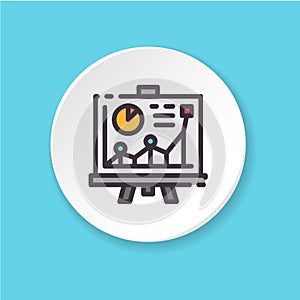 Vector flat icon chart and graph in board. UI/UX user interface.
