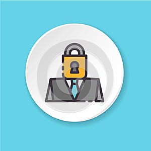 Vector flat icon locked man. Personal data