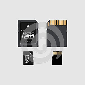 Vector of flat icon micro SD connector on background