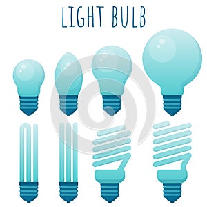 Vector flat icon set of light bulb