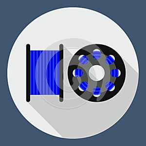 Vector flat icon spool for 3D printer, plastic for 3D printer, g