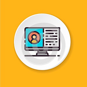 Vector flat icon user account. UI/UX user interface. Button for web or mobile app.