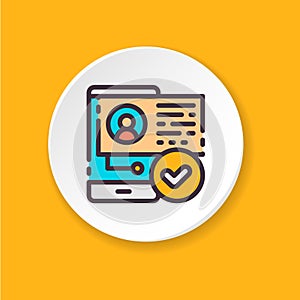 Vector flat icon user personalization. UI/UX user interface. Button for web or mobile app.