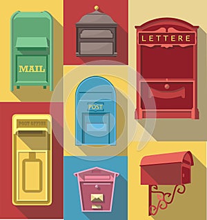 Vector Flat icon of vintage post box