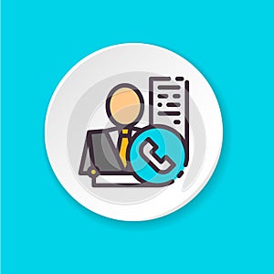 Vector flat icon web conference. Client service. Button for web or mobile app
