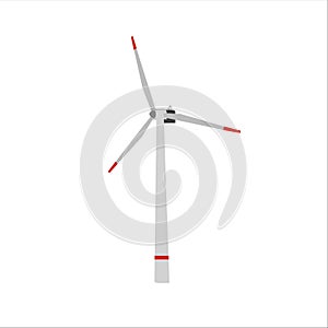 Vector flat illustration. Alternative sources of energy. Windmill Green energy. Wind turbine front and angle view isolated on