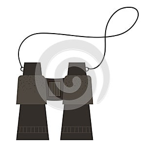 Vector flat illustration of a binoculars. Traveling or search equipment icon. Travel object or spyglass isolated on white