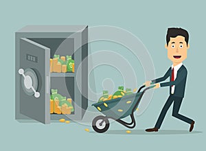 Vector flat illustration businessman with hand