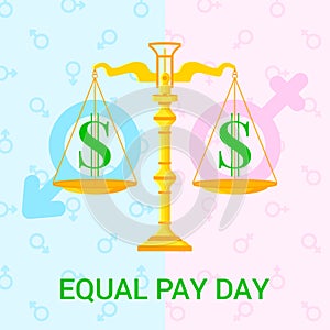 Vector flat illustration for Equal Pay Day.