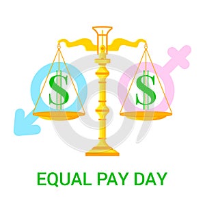 Vector flat illustration for Equal Pay Day.