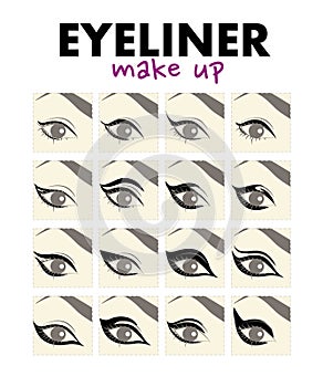 Vector flat illustration of eyeliner make up. photo