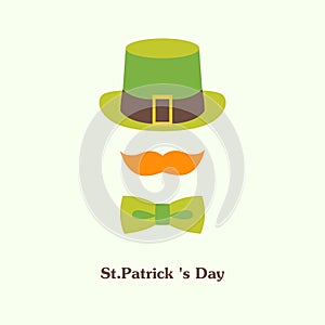 Vector flat illustration icon on Patricks Day leprechaun with green hat