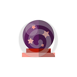 Vector flat illustration of magic ball. Spiritual magical ball for profesy the future. Magician element for child