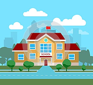 Vector flat illustration of school building, for poster, banner, etc