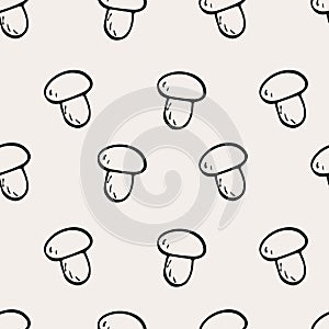Vector flat illustration seamless pattern of mushrooms icons. Doodle objects are cut out