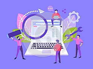 Vector flat illustration SEO and information search concept