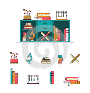 Vector flat illustration on the theme of back to school, learning, science