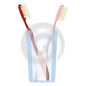 Vector Flat Illustration - Couple of Toothbrushes