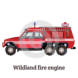 Vector flat illustration of wildland fire engine