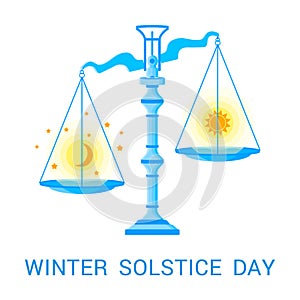 Vector flat illustration of winter solstice.