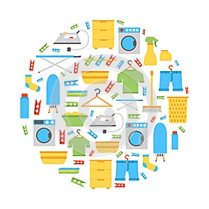 Vector flat laundry room background