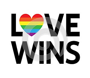 Vector flat lgbt love wins rainbow flag lettering