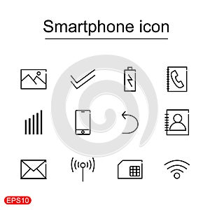 Vector flat line communication icons set .