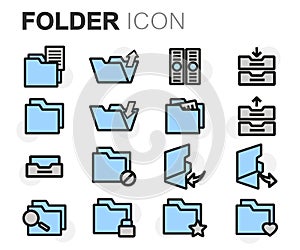 Vector flat line folder icons set