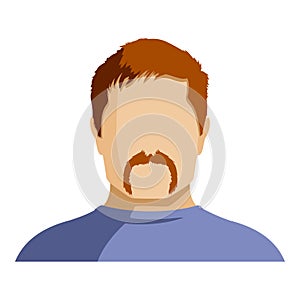 Vector Flat Man Avatar. No Face with Hairstyle and Moustache