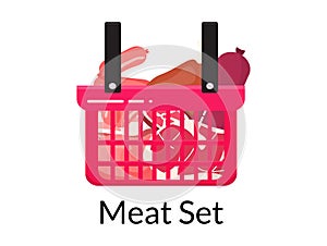 Vector flat meat set. Includes