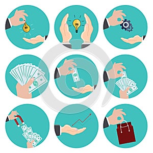 Vector flat modern icons set.