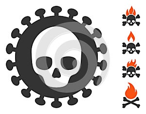 Vector Flat Mortal Virus Icon with Bonus Icons