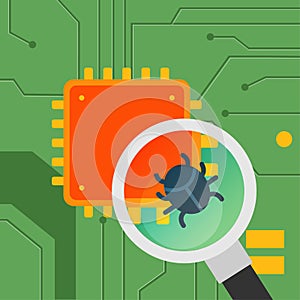 Vector flat motherboard with CPU and computerbug