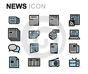 Vector flat news icons set