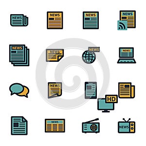 Vector flat news icons set