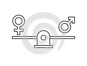 Vector flat outline gender equality concept