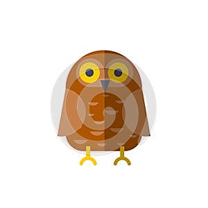 Vector flat owl icon. Vector owl illustration, flat style. Brown forest bird - cartoon flat modern illustration, icon of