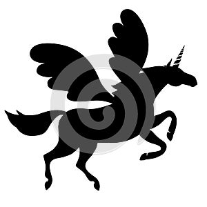 Vector flat pegasus unicorn silhouette