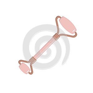 Vector flat pink rose quartz face massage Roller