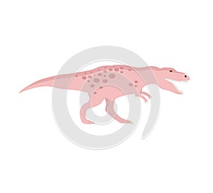 Vector flat pink tyrannosaurus rex dinosaur