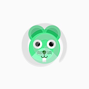 Vector Flat Rat`s face isolated. Cartoon style illustration. Mouse, Animal`s head logo. Object fect for web, poster, banner, print