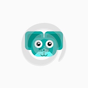 Vector Flat Rat`s face isolated. Cartoon style illustration. Mouse, Animal`s head logo. Object for web, poster, banner, print desi