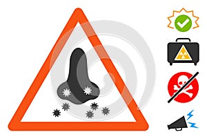 Vector Flat Respiratory Infection Warning Icon with Bonus Icons