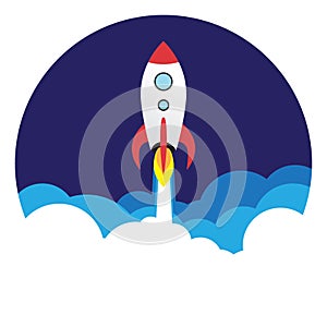 Vector flat rocket web icon.