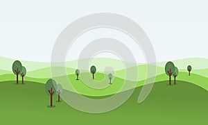 Vector flat of rolling hill landscape