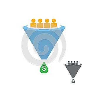 Vector Flat sales funnel icon isolated on white
