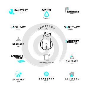 Vector flat sanitary and hygienic company insignia template.